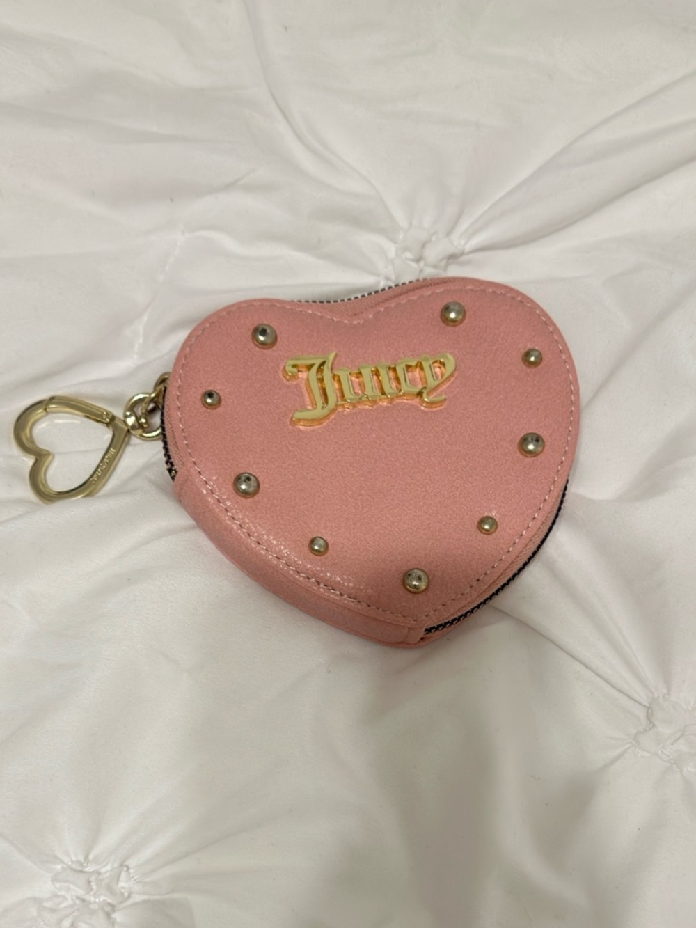 Juicy Couture Heart Leather coin purse rhinestone y2k keychain
